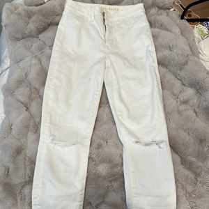 White, tight, never worn, slit at tight, stretchy, high waisted